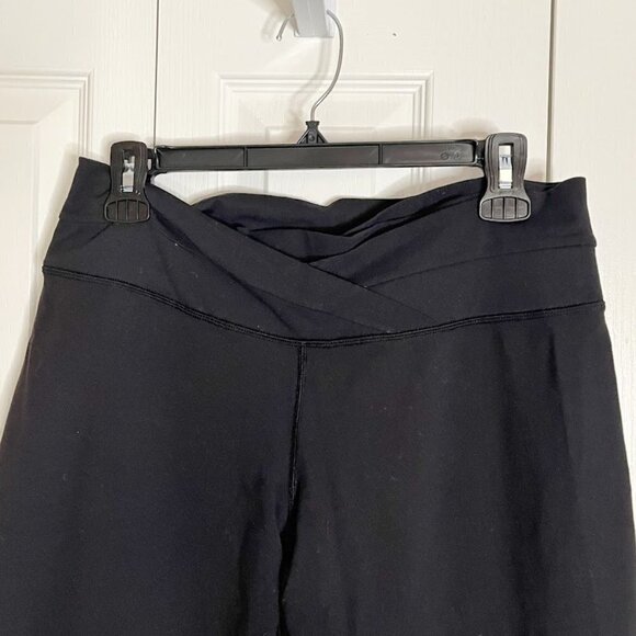 Lululemon Y2K Black Wide Leg Criss Cross Yoga Stretch Crop Capri Workout Pants - Picture 5 of 9